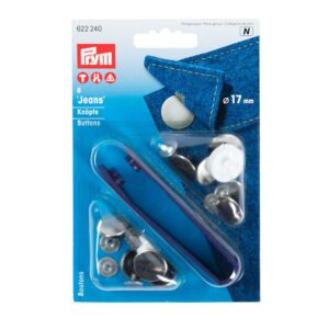 Nähfrei-Jeans-Knöpfe, glatt, 17mm, silberfarbig