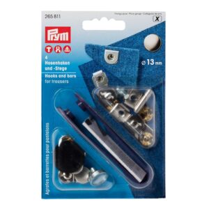 Nähfrei-Hosenhaken und Stege, 13mm, silberfarbig/brüniert