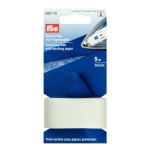 Saumvlies mit Trägerpapier zum Einbügeln, 30mm, weiß